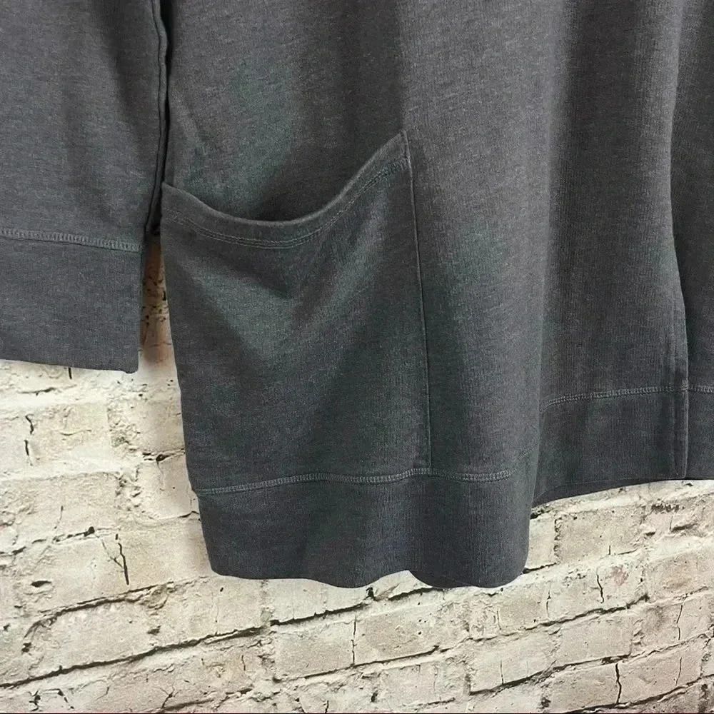 Soft Surroundings Small Gray Soho Hoodie Sweater Patch Pocket Slit Drawstring Sm - Picture 5 of 9
